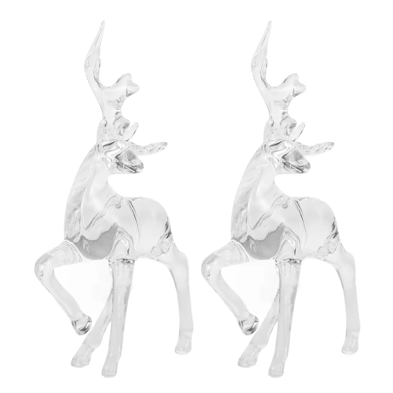 

2Pcs Clear Deer Statue No Burrs Rounded Edges for Home Office Decor Festive Party Decoration Christmas Event Table Display