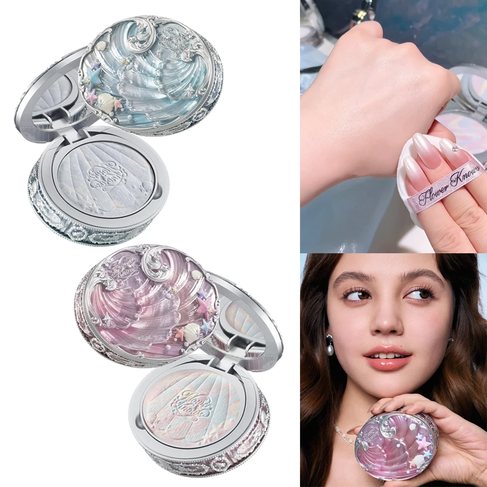

Flower Knows Makeup Powder Matte Oil Control Lightweight Face Makeup Long Lasting Shells Jewel Baked Setting Powder 9g