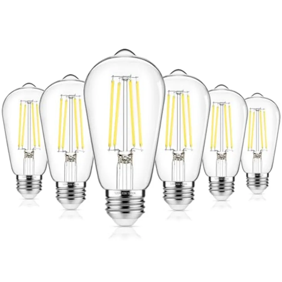 

Vintage LED Edison Bulbs 60W Equivalent 850 Lumens, 6W Edison Light Bulb 5000K, ST58 LED Filament Bulb E26 Base, Non-Dimmable,