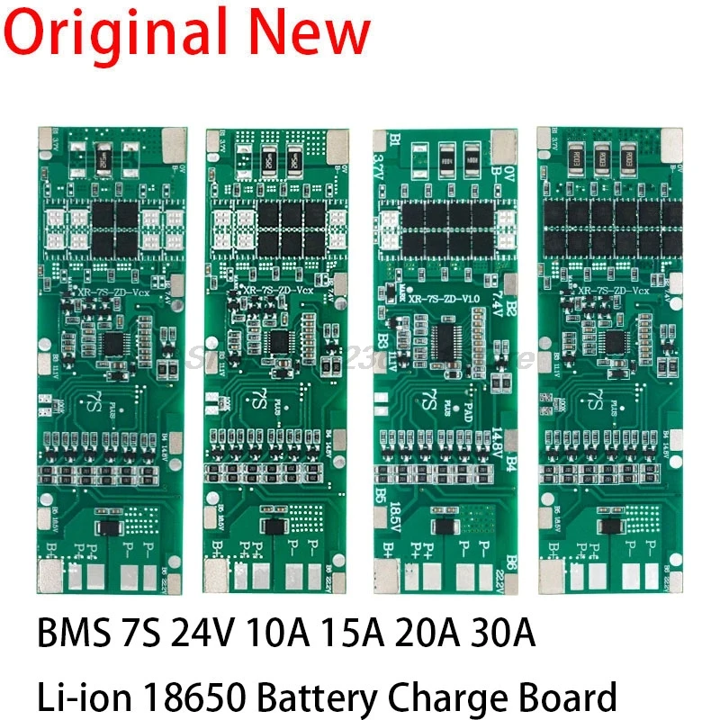 BMS 7S 24V 10A 15A 20A 30A Li-ion 18650 Płytka ładowania akumulatora z funkcją balansowania Zabezpieczenie przed zwarciem / temperaturą