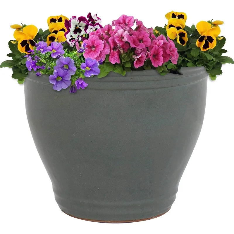 

Ceramic Flower Pot Planter with Drainage Hole - High-Fired Glazed UV and Frost-Resistant Finish - Outdoor/Indoor Use