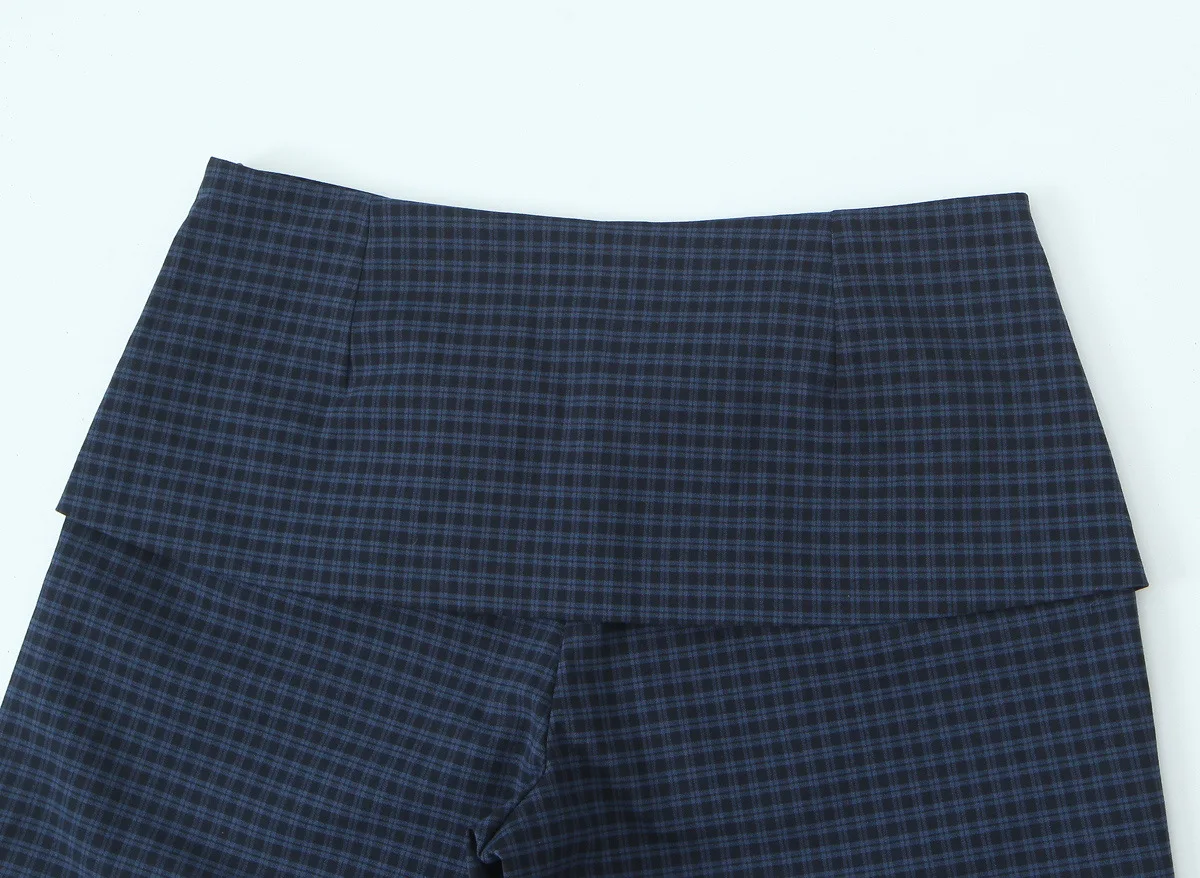 Women's Plaid Straight Leg Pants with Belt Casual Trousers Simple Fashion Street Style for Ladies Autumn Season