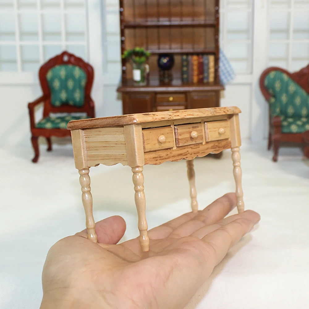 1/12 인형 집 미니어처 나무 책상 미니 테이블 가구 모델 장난감 인형 집 액세서리 장식 ob11 bjd