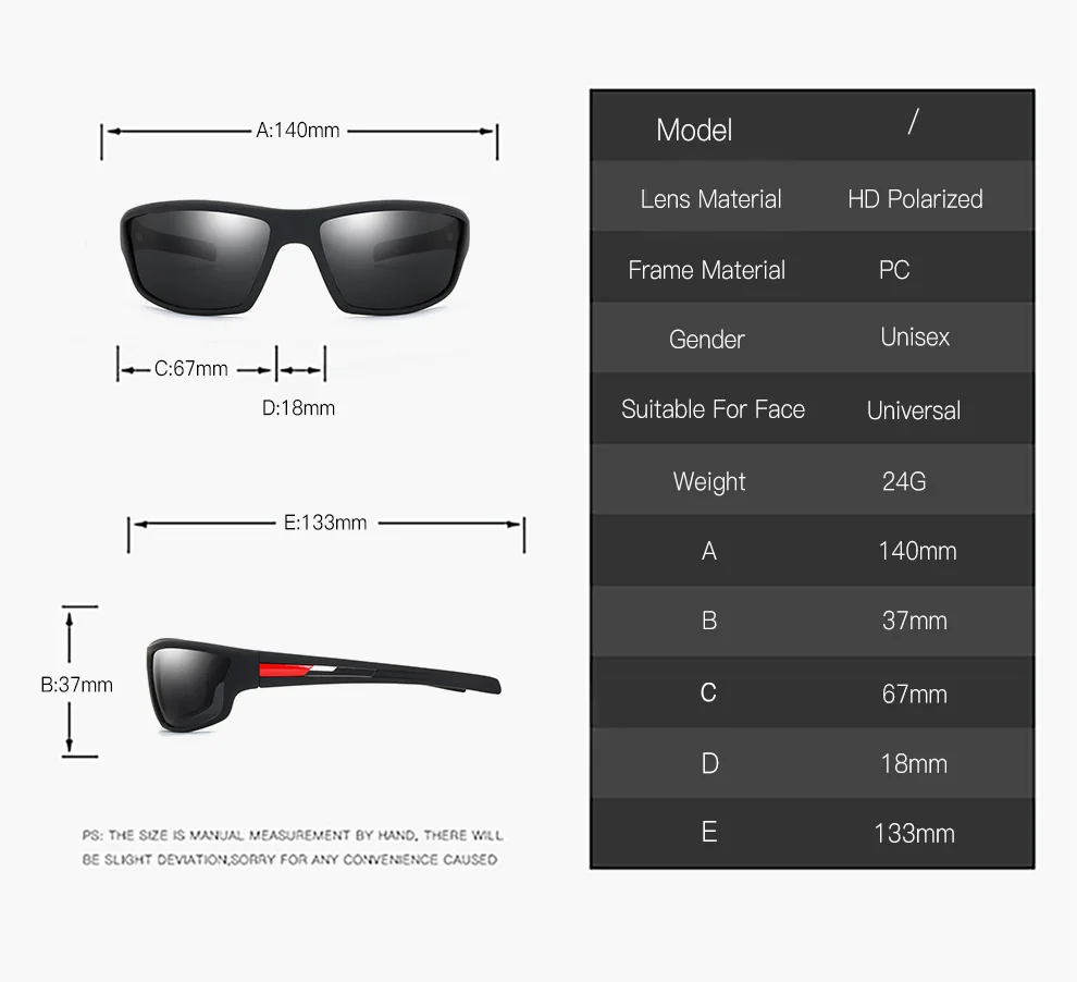 Męskie okulary przeciwsłoneczne z polaryzacją Model sportowy na świeżym powietrzu Okulary przeciwsłoneczne przeciwpyłowe Okulary do jazdy Olśniewające okulary przeciwsłoneczne z folii kolorowej Okulary sportowe