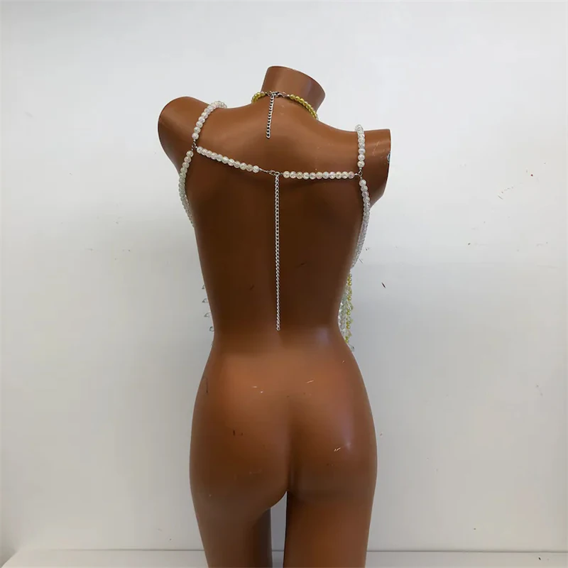 Damen-Oberteile Perlenbesetztes Bralette Festival-Weste Club-Bikini-BH-Top Perlen-Bustier Strandkleidung Lingerie Damen-Rave-Kleidung Tanktops – Detail 7