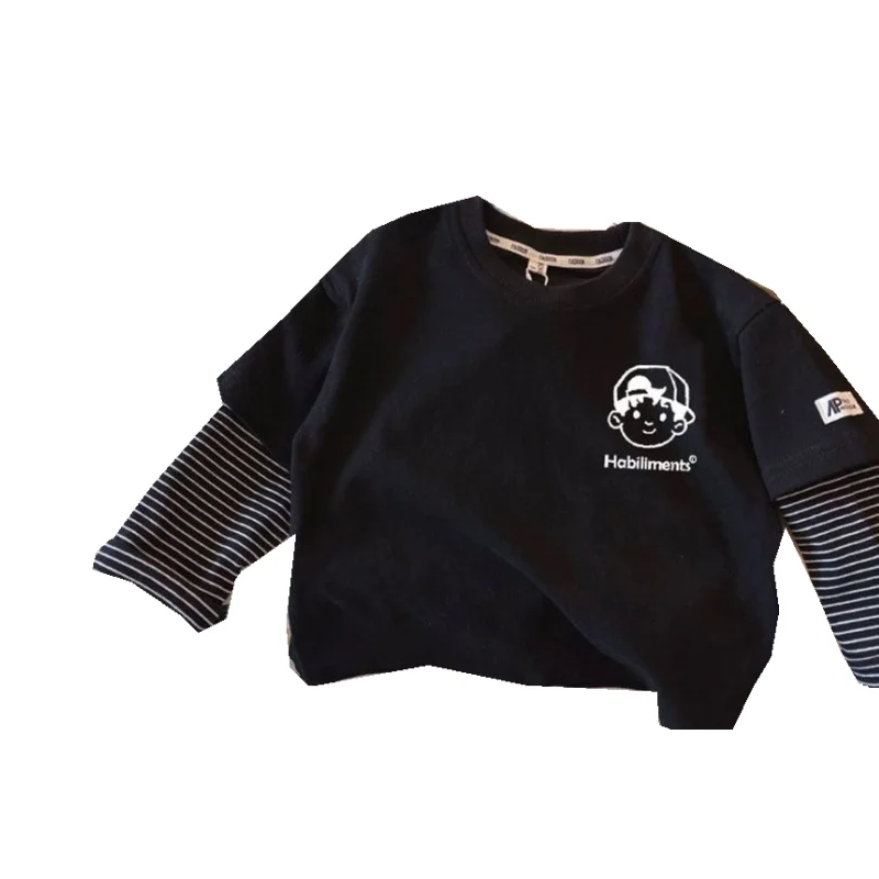 Boys Hoodies Sweatshirts Cotton Tops Outwear 2024 Black Spring Autumn Kids High Quality Children\'s Clothing