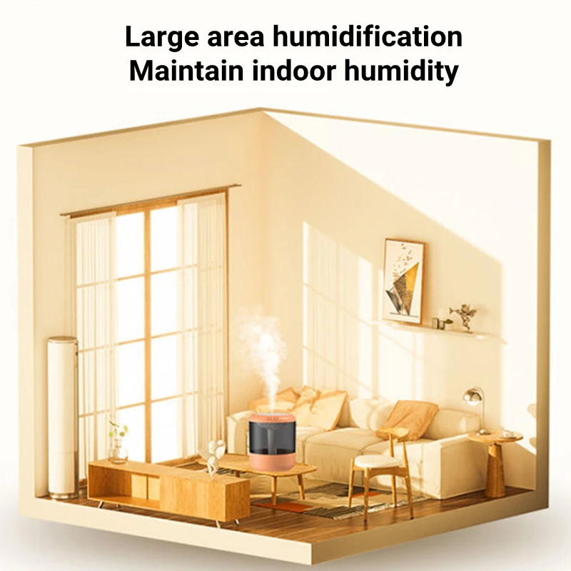 大容量ホームエア加湿器、USBエッセンシャルオイルディフューザー、LEDランプ、超音波アマセラピーミストメーカー、フォガー、1200ml