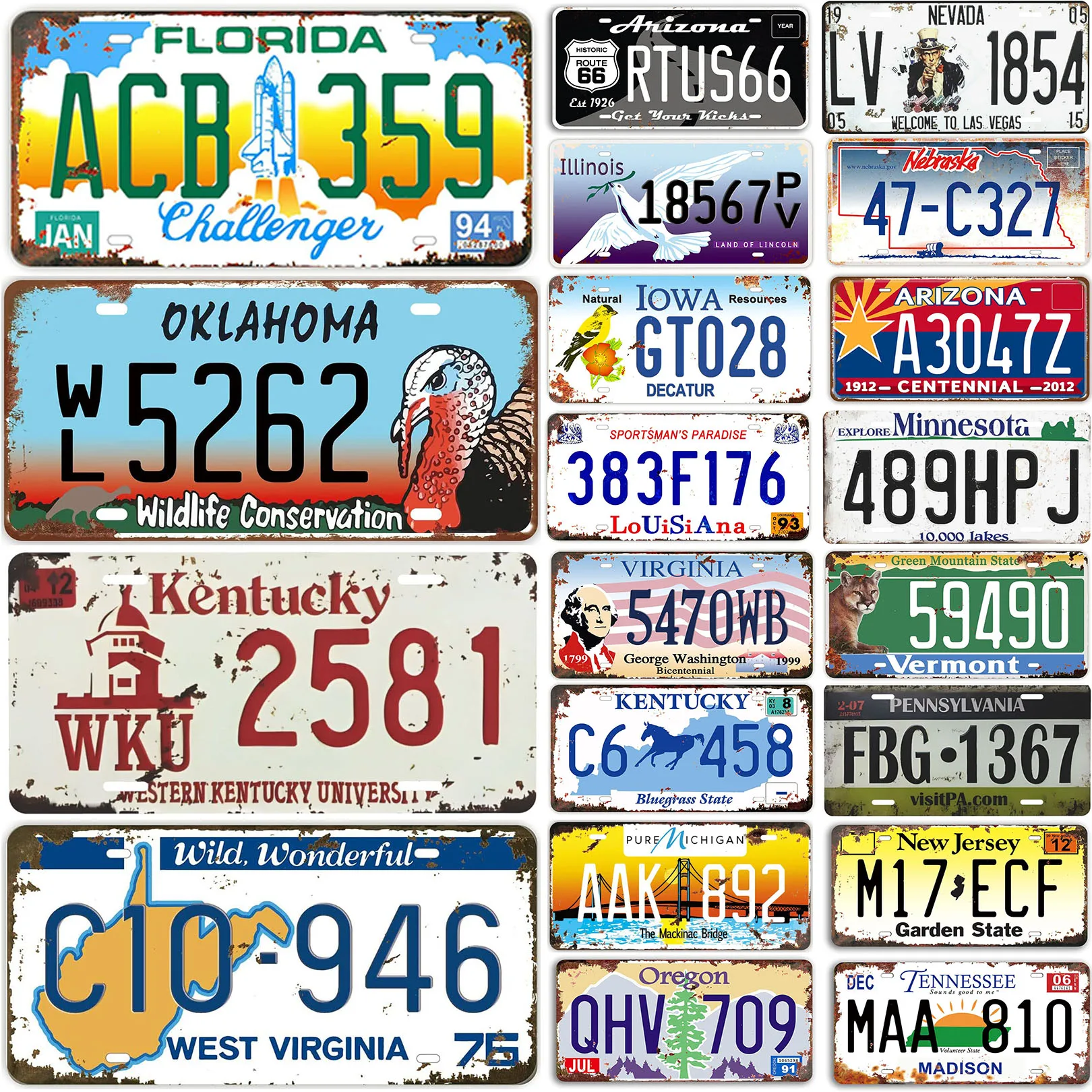 Florida License Plates Metal Tin Signs for Wall Art Decoration Vintage Tags Metal Automotive Signs For Cafe Bar Club Garage Pub