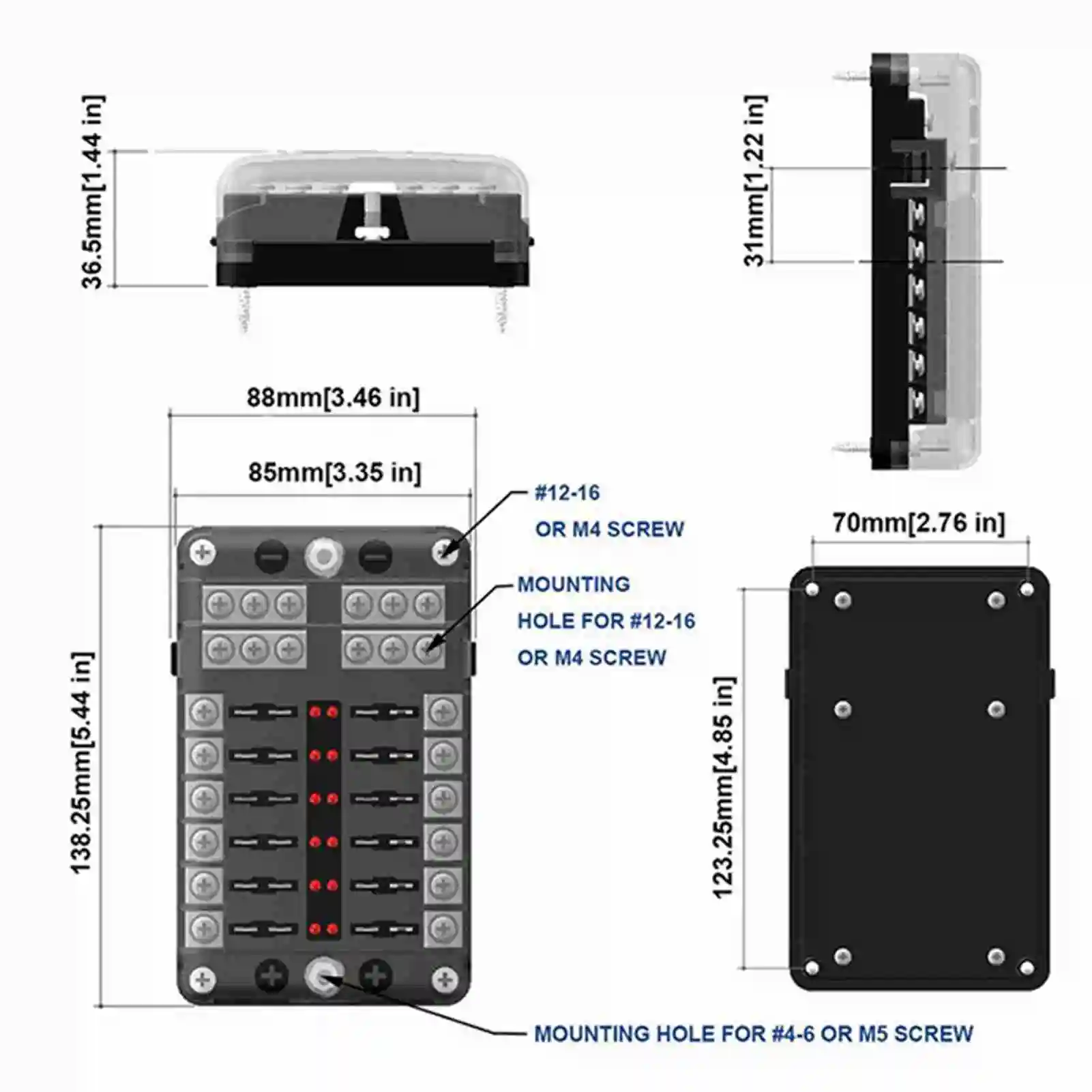 12 Way Blade  1 In 12 Out with LED Indicator  Holder Box Block for Car Truck Boat Blade  Car   Holder
