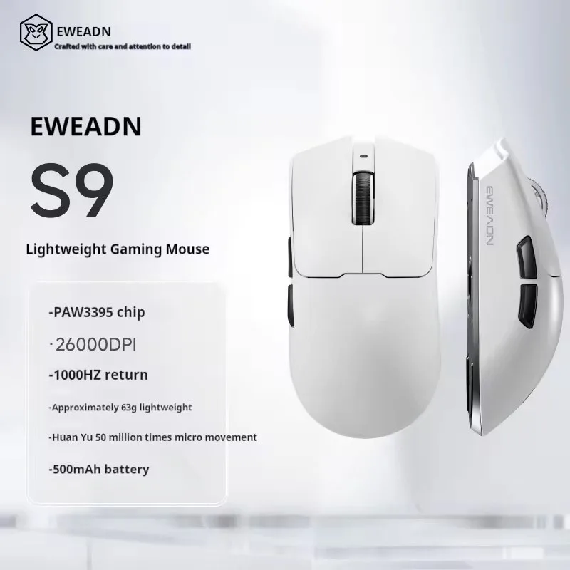 EWEADN S9 Pro Ultra V2 Leichte Kabellose Gaming-Maus Tri-Mode Tri-Modell Maus 2,4G USB-CBT 8K Polling 26K DPI PAW3395 Mäuse 6