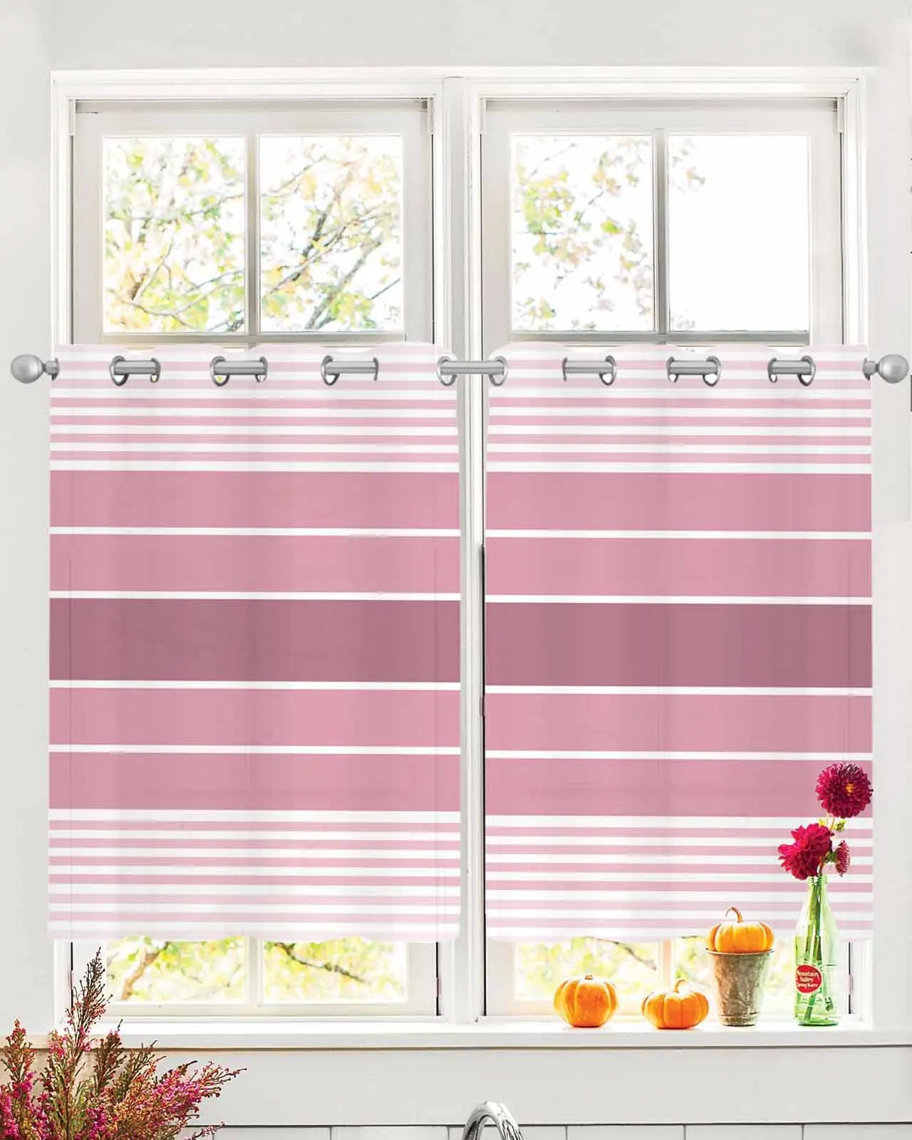 

Minimalist Pink Stripe Gradient Sheer Curtains For Living Room Window Transparent Voile Tulle Curtain Cortinas Drapes Home Decor