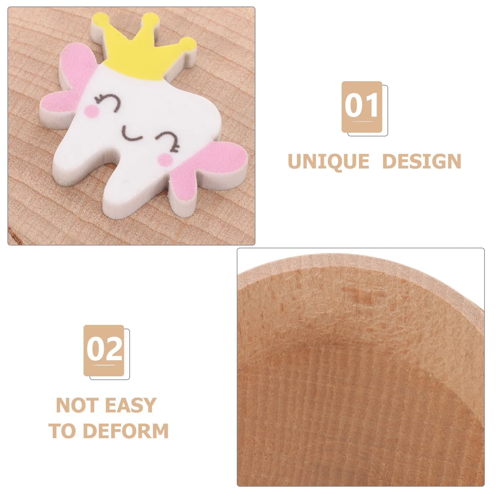 Baby Tooth Box Wooden Kids Teeth Keepsake Organizer First Lost Deciduous Tooth Storage Holder Children Infant Fetal Hair