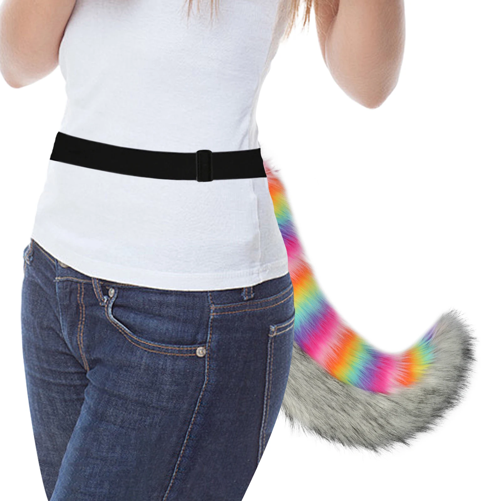 Faux Fur Animal Fox Wolf Tail Fursuit Furry Handmade Fluffy Plush Cosplay Costume Accessories Halloween Party