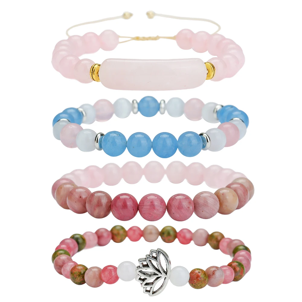 Heißer verkauf rosa zebra rosa kristall armband paare mode-accessoires frauen armband perlen geflochtene armband