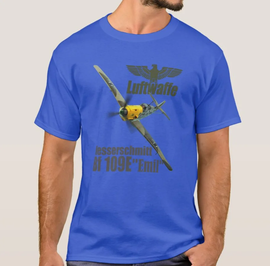 WWII Germany Air Force Messerschmitt Bf 109E Fighter T-Shirt. Summer Cotton O-Neck Short Sleeve Mens T Shirt New S-3XL