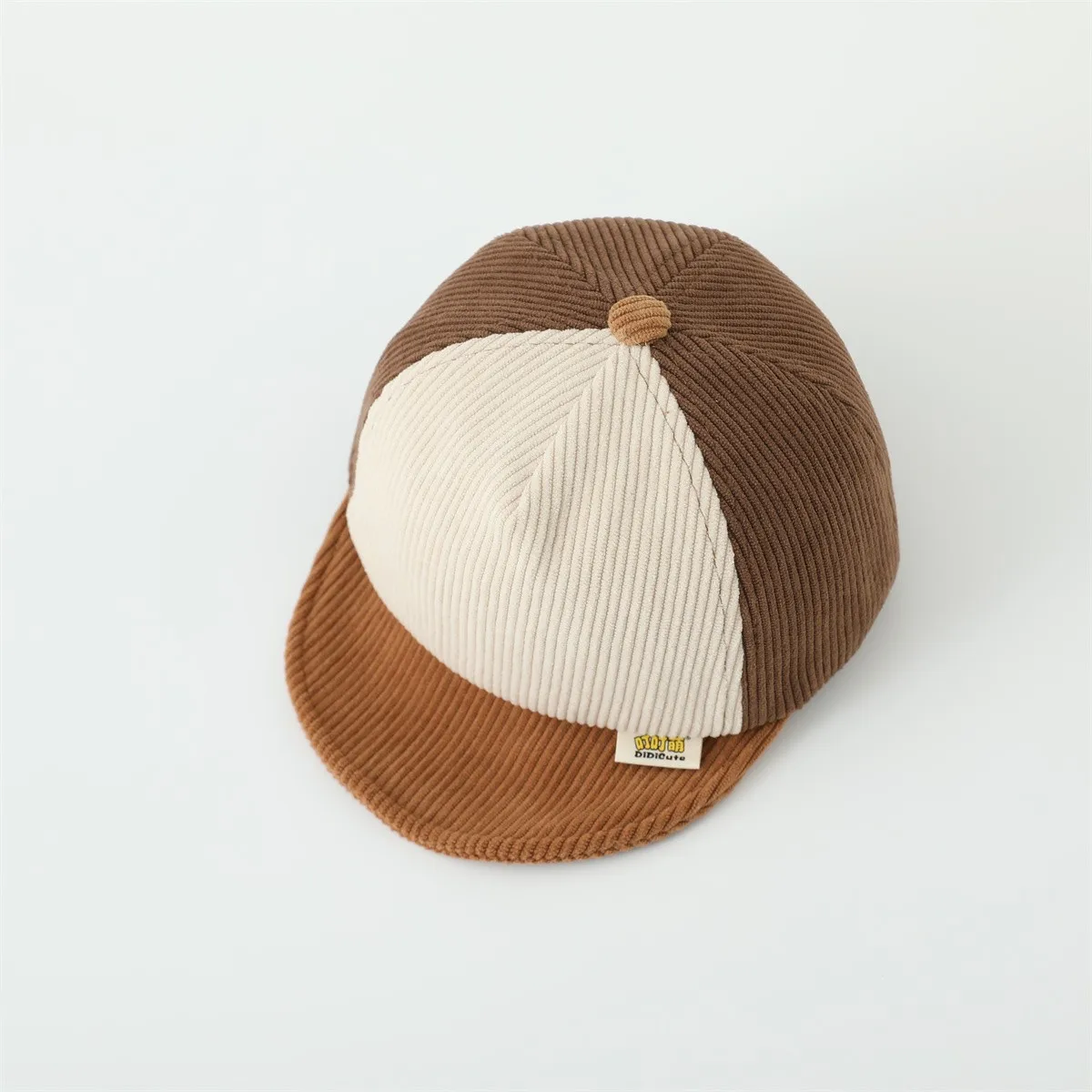 New Autumn Baby Duck Tongue Caps Fashion Corduroy Patchwork Hats Boys And Girls Ribbed Breathable Baseball Caps