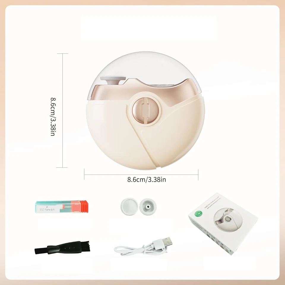 Cortauñas eléctrico recargable 3 en 1, recortador y pulidor automático de 500mAh, herramienta portátil de cuidado de uñas para bebé, adulto y niños, color beige 2