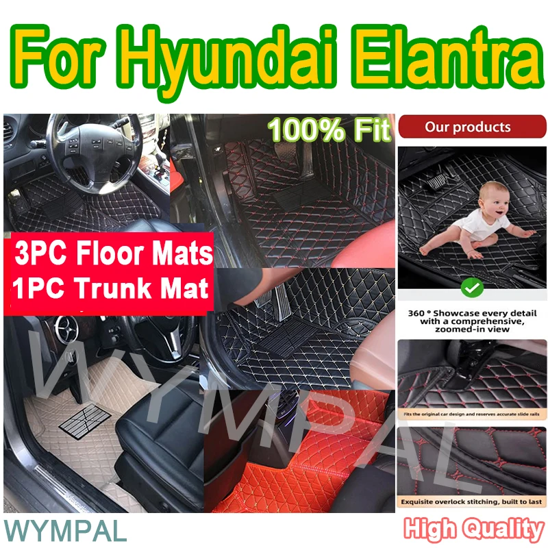 

Luxury Custom Car Floor Mats For Hyundai Elantra 2012 2013 2014 2015 Auto Automotive Leather Men Women Car Mats Full Cover set