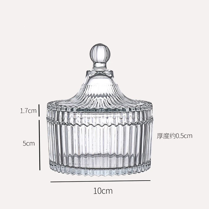 Aixiangru Cube Sugar Bowl With Lid Candy Blister European Style Retro Coffee Sugar Cube Simple Glass Circular Yurt Glass Ware