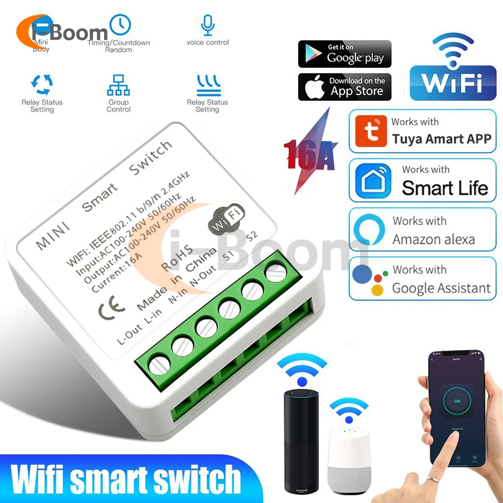 AC110V 220V Smart Switch WiFi Wireless Remote Control Mobile Application Control For Tuya Alexa Google Assistant Smart Home