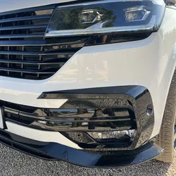 2Pcs/Set A Style Front Splitter Lip WITH RADAR HOLE For VW T6.1 Transporter 2019-2021 Gloss Black