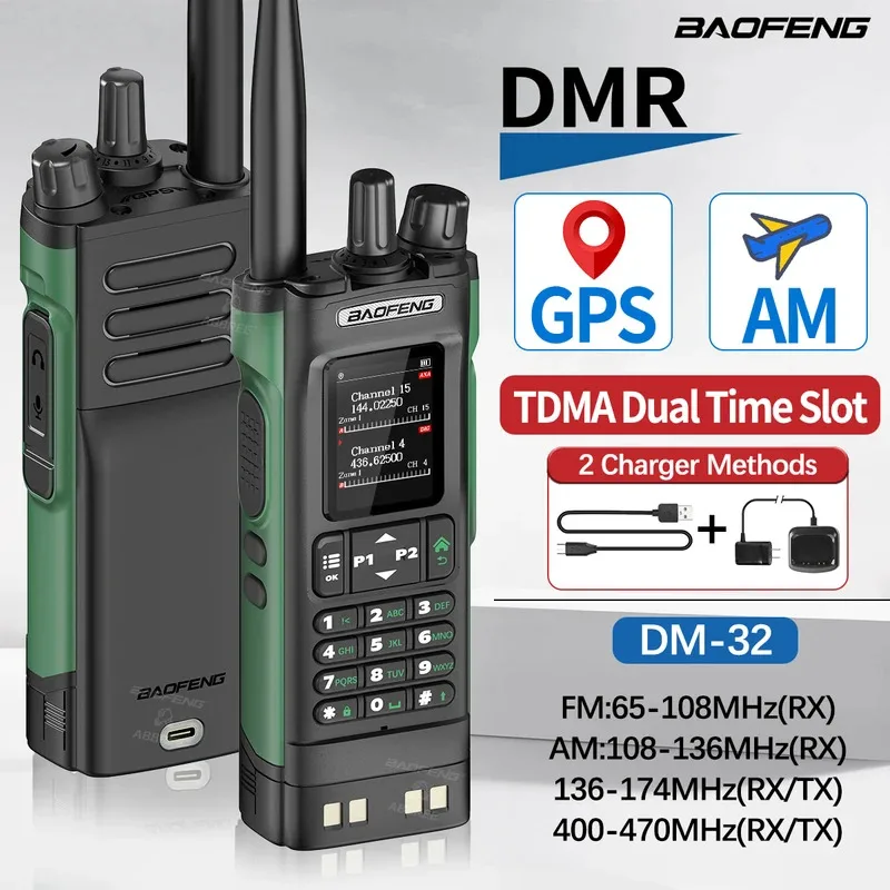 

Baofeng Dm-32 Digital Aprs Gps Dual Mode Dmr Analog Air Band Sms Aes256 Ham Radio