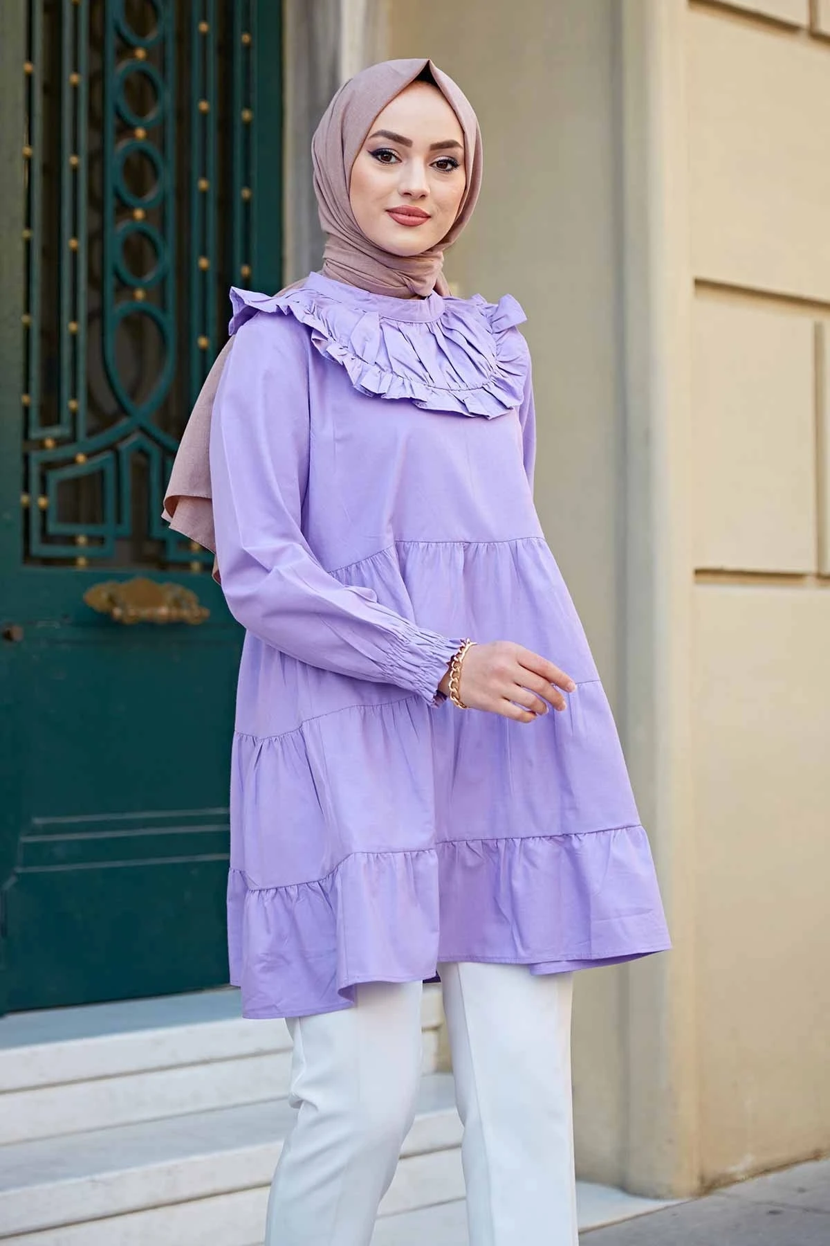 Front Frilled Temporary Shed Tunik MD Lilac