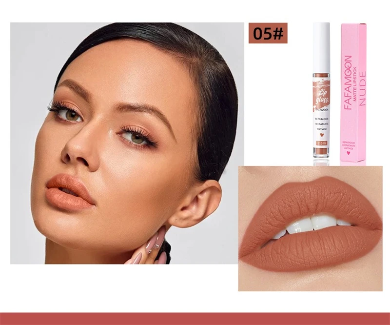 Rosaroter, mattierter, flüssiger Lippenstift, wasserfest, langlebig, feuchtigkeitsspendend, langlebiger Lippenstift, nicht klebender Lipgloss, koreanisches Make-up – Detail 14