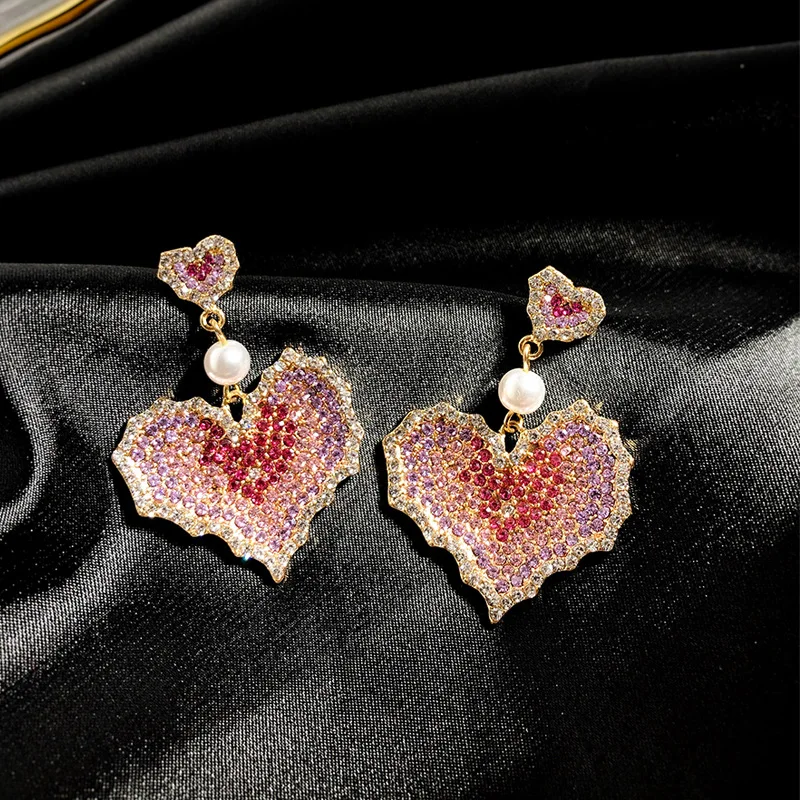 New Color Size Love Earrings Web Celebrity Temperament Web Celebrity Earrings Female Ins Exaggerated Earrings Female