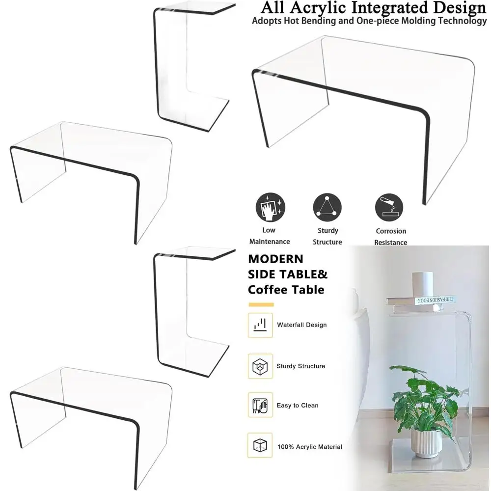 

Современный журнальный столик Lucite, 24 л x 14 В x 12 часов, прозрачный акриловый прямоугольный центральный элемент для гостиной