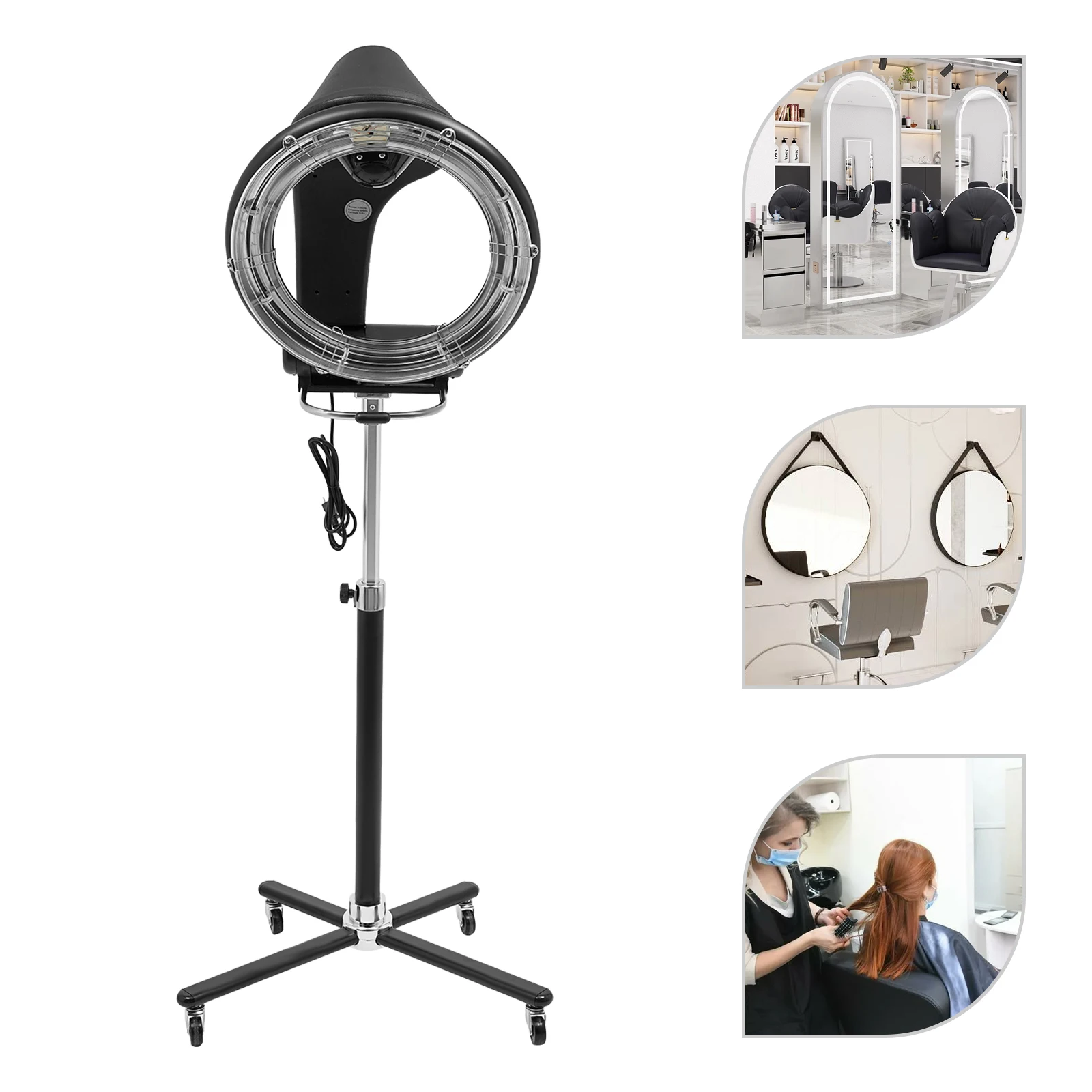 

Black Standing Iron Hair Dryer,1000W 110V Height Adjustable Hair Dryer Freestanding with Wheels for Barber Shops,Beauty Salons