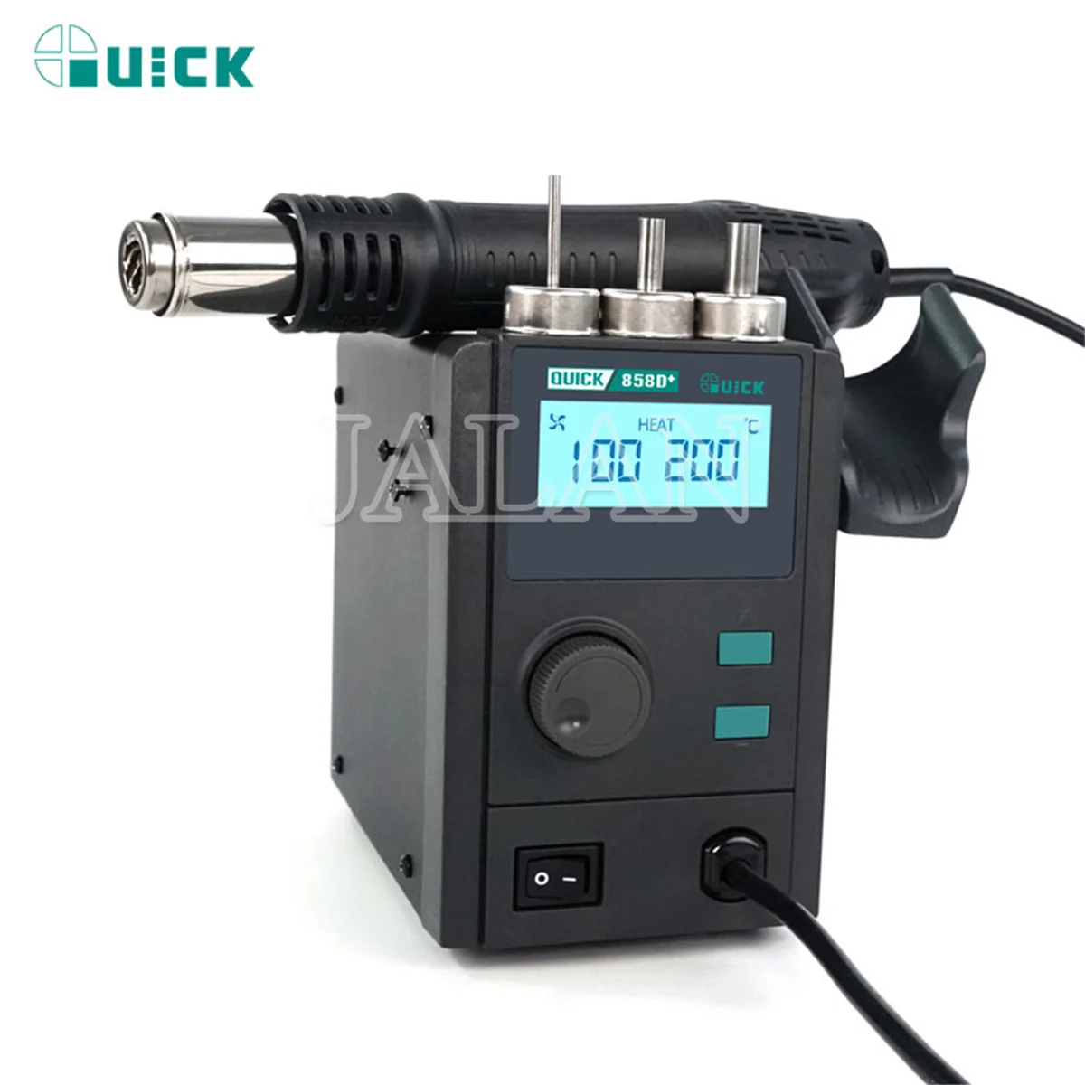 QUICK 858D+ Soldering Station Hot Air Gun Lead-Free Heating for CPU Motherboard Mobile Phone Repair Tool Rework Station+Nozzle