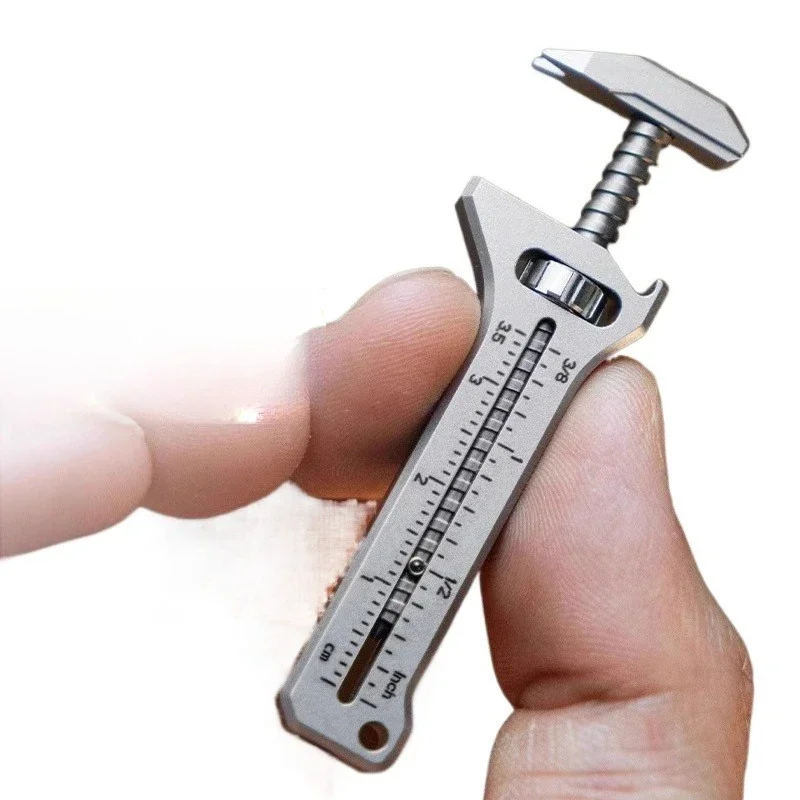 Titanium alloy mini movable small wrench multi-function edc tool bottle opener caliper keychain