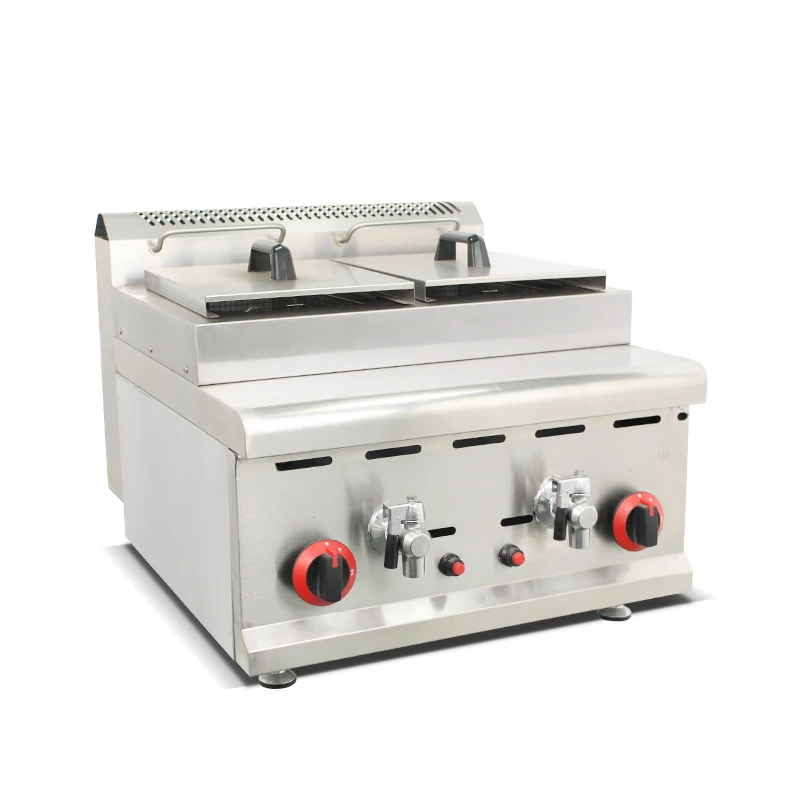 2023 stainless steel high quality commercial counter double tank gas fryer