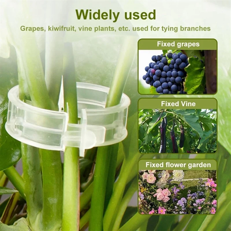 200PCS Plant Support Garden Clips Tomato Clips Supports/Connects Plants/Twine/Vines Trellis/Cages Plant Vine Easy To Use White