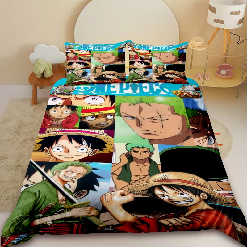 

One Piece Duvet Cover Set Luffy Cartoon Bedding Set Quilt Cover Full King for Bedroom Decor Teens Best Gifts