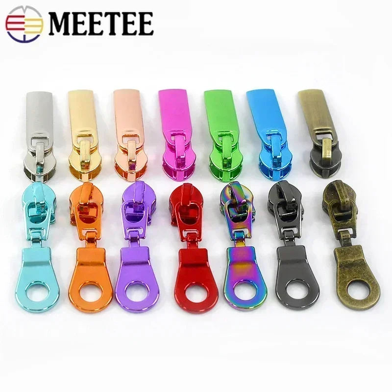 5-50Pcs Meetee 5# Zipper Slider for Nylon Zip Tapes Bag Cloth Zippers Puller Jacket Decoration Colored Zips Lock Head Repair Kit