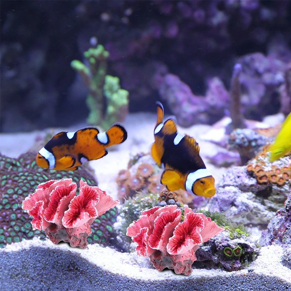

2Pcs Simulation Coral Aquarium Landscaping Decoration Artificial Resin Coral Ornament Fish Tank Decor Natural Fish Tank