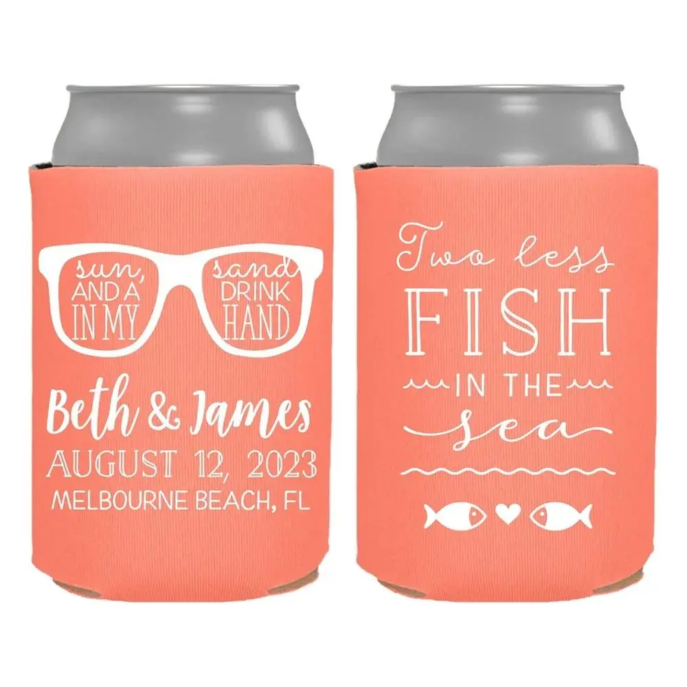 

Personalized Wedding Favors, Two Less Fish in the Sea, Customized Wedding Can Coolers, Destination Beach Wedding, Insulators Bee