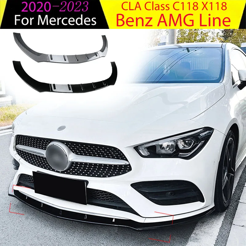 

Передний бампер 2020-2023 для Mercedes Benz CLA Class C118 X118 AMG, сплиттер, спойлер, диффузор, защитное лезвие, автоаксессуары