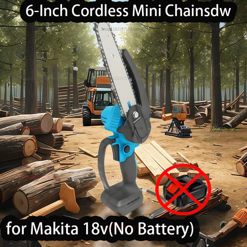 Mini motosierra compacta de 6 pulgadas, herramienta de corte de troncos eléctrica de mano para carpintería, limpieza de patio de acampada para Pin de batería Makita de 18V