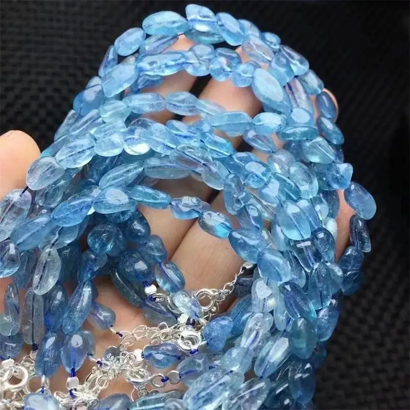

Natural Blue Aquamarine Gravel Bead Bracelet Women Fashion Reiki Healing Fengshui Jewelry Holiday Gift 1PCS