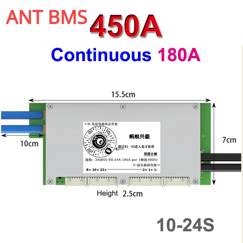 

Ant Smart BMS Bluetooth Плата защиты баланса Li-Ion LiFePo4 LTO 18650 Батарея 14S 16S 24S 200A 300A 400A 500A 48V 60V