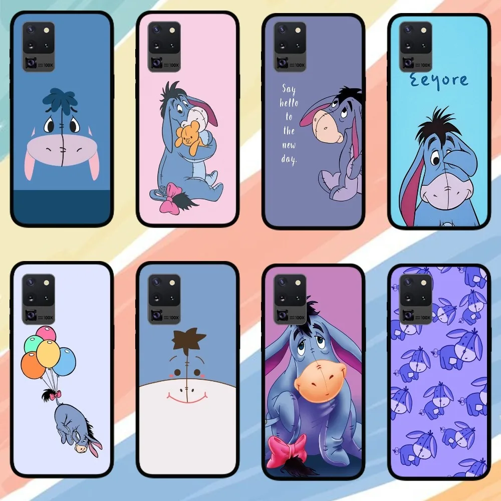 MINISO The Pooh Eeyore Phone Case For Samsung Galaxy S24 S23 S22 S21 S20 FE Note 20 Ultra 5G Black Phone Case