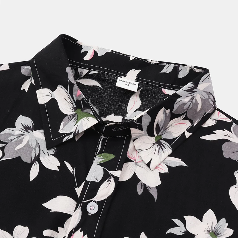 New Men\'s Summer Flower Short Sleeve Hawaiian Beach Male Shirts For Men Casual Blouse Dress Slim Fit Rockabilly Social Harajuku