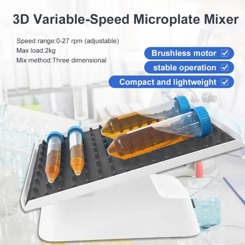 Mini Portable Laboratory Rotary Mixer – 3D Speed Control Tray Mixer with Oscillator/Shaker Function