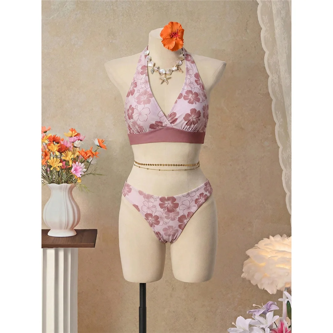 S - XL Mit Rock, Polka-Dot-Blumen-Bikini, Damen-Badebekleidung, dreiteiliges Bikini-Set, Badeanzug, Badebekleidung, Schwimmbekleidung V8518 – Detail 34