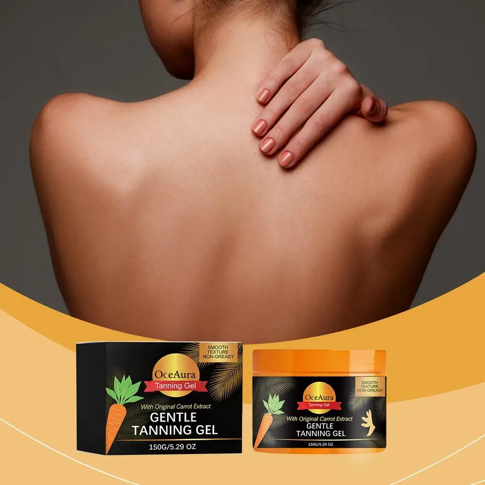 Aceite de Coco Natural para Bronceado, Cuidado de la Piel Corporal, 150g, Extracto Original de Zanahoria, Gel de Bronceado Suave, Gel de Bronceado Sin Sensación Grasosa