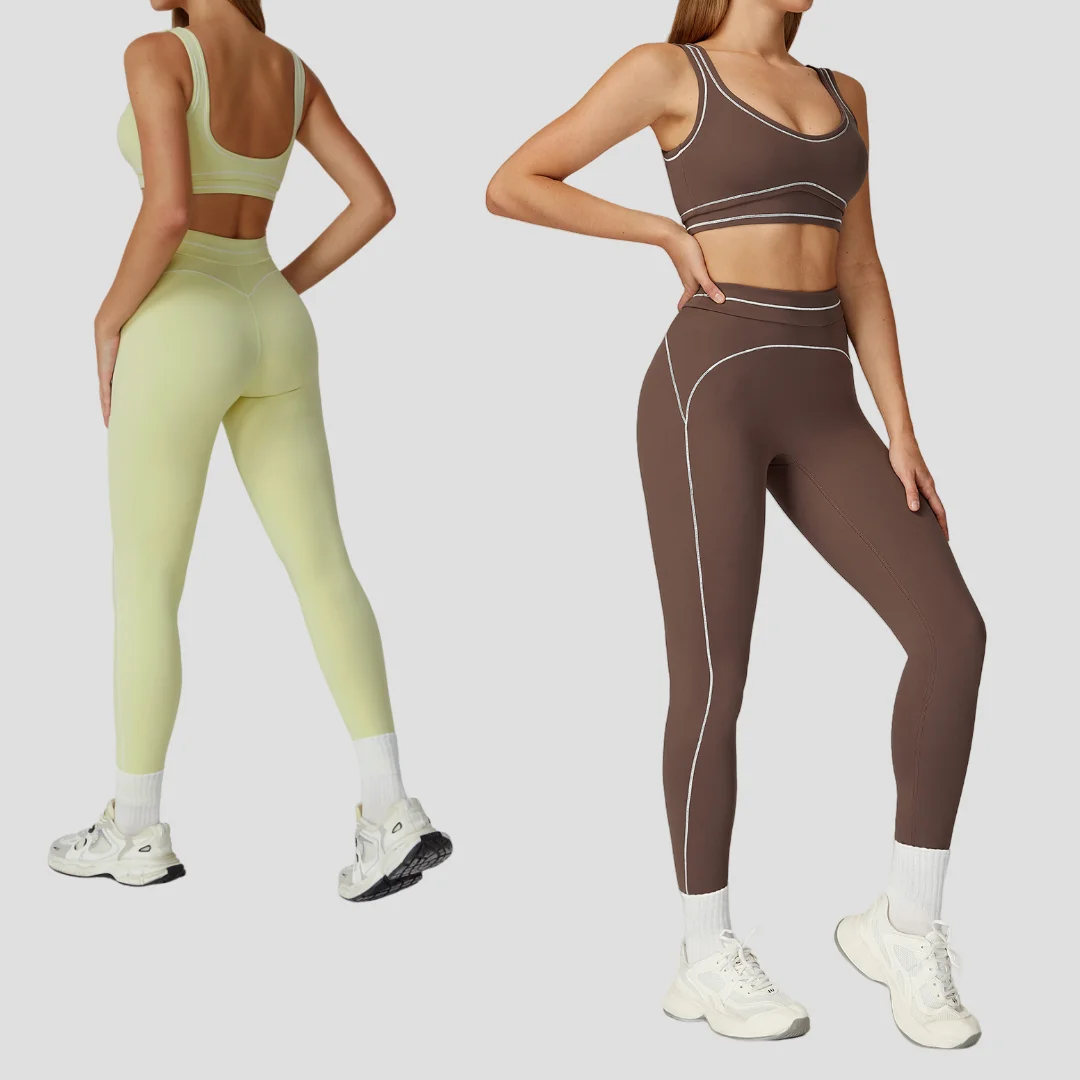 

Seamless Brushed Yoga Set Sports Fitness High Waist Backless Sports Bra Suit Running Workout Clothes Gym Leggings Sportswear