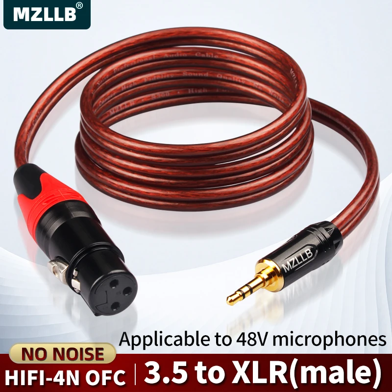 

MZLLB 3.5 to XLR Audio Cable Microphone Balanced Audio Cord XLR Female to AUX 3.5mm Jack Sound card connected to microphone